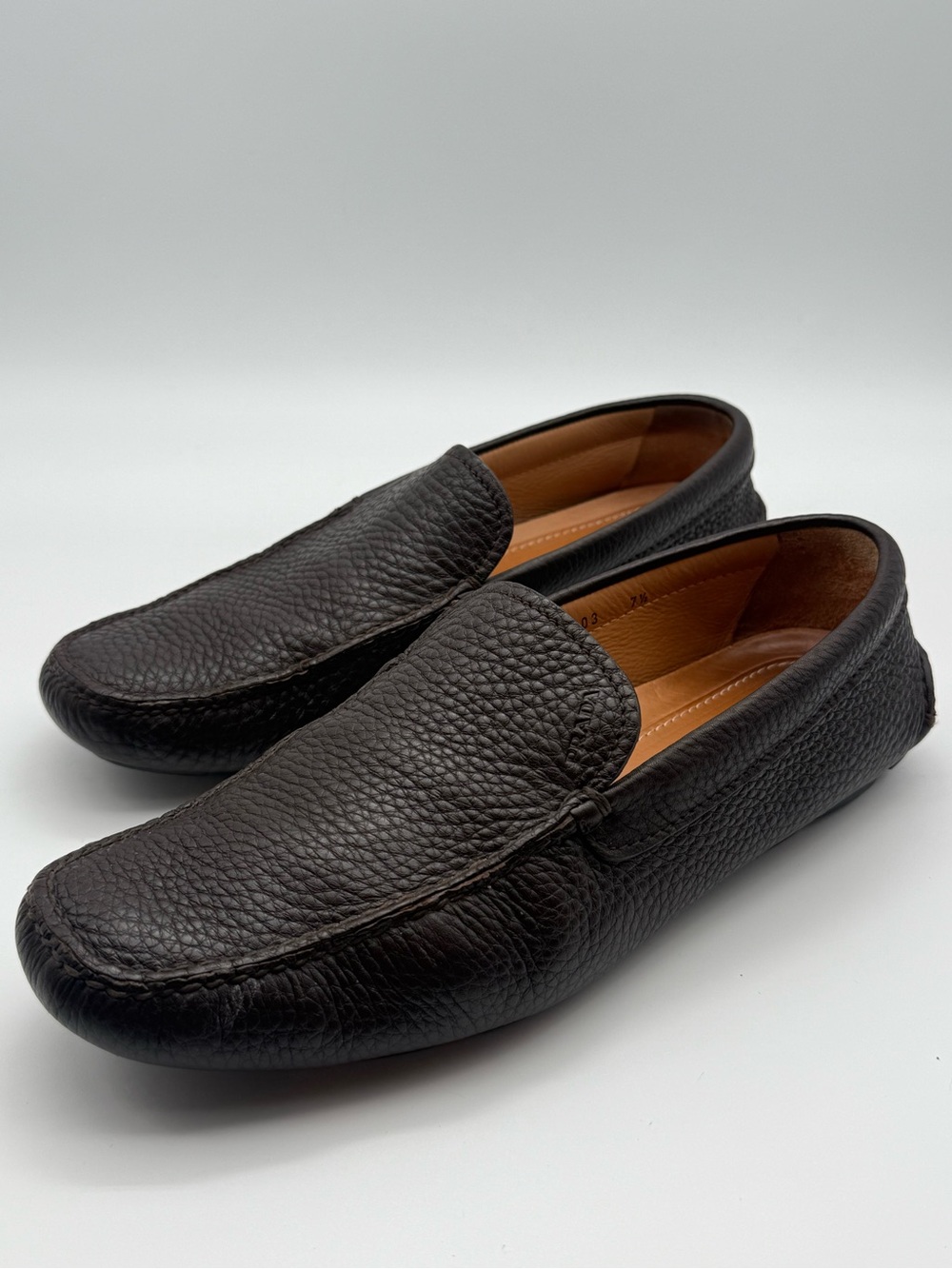 Prada Men’s Pebbled Leather Slip-On Driving Loafers Size 7.5